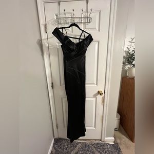 NWT lulus black satin slip dress